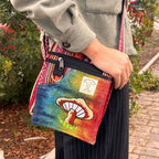Orange Mushrooms Hemp Embroidery Mushroom Bag
