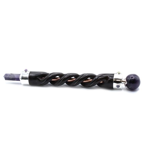 Amethyst Copper Pipe Spiral Carving Healing Wand
