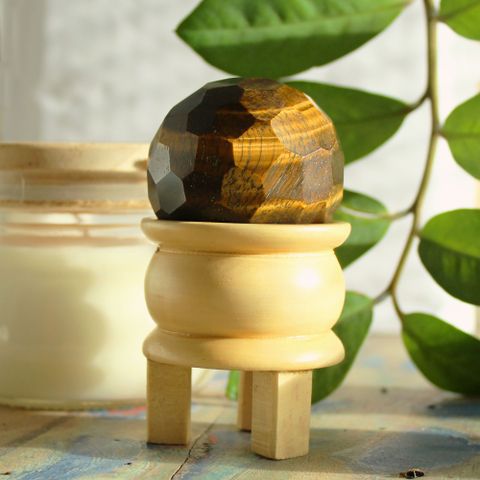 Tigereye Gemstone Faceted Healing Ball & Stand