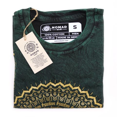 Mandala Stone Washed T-Shirt - Green - Small