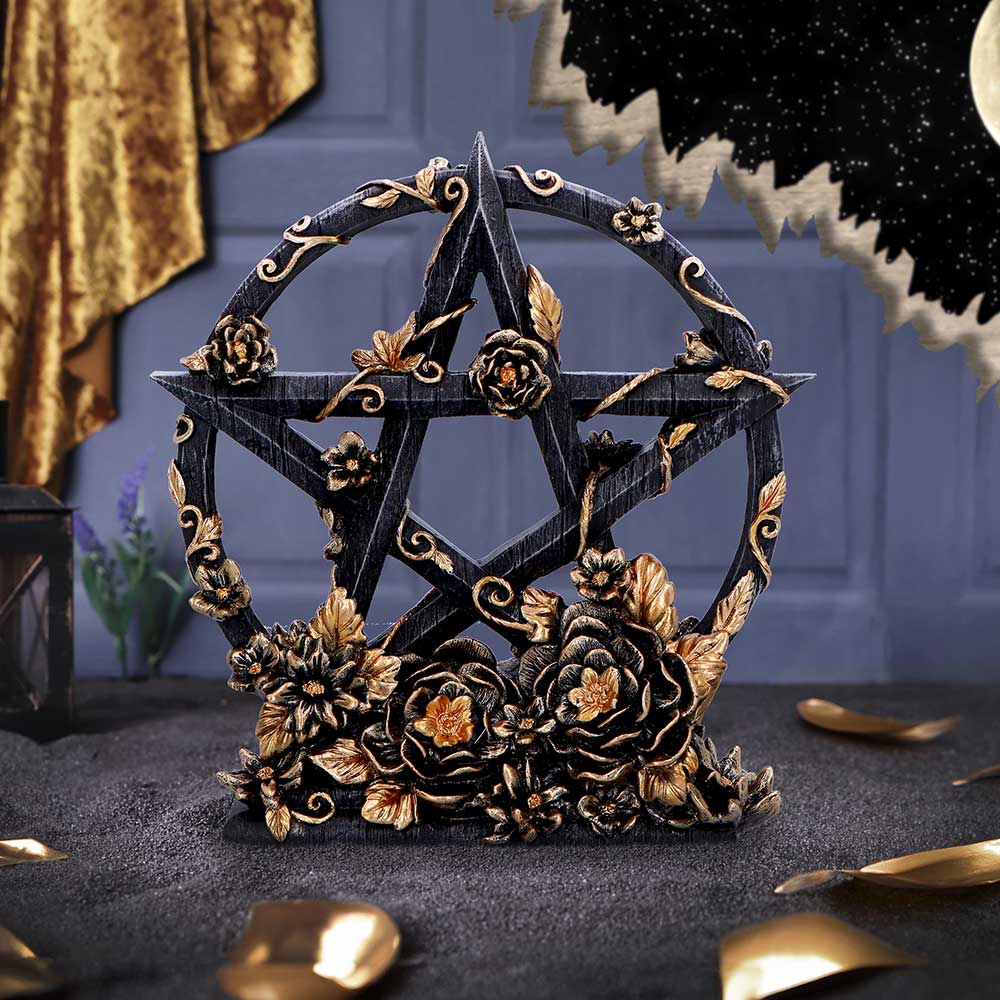 Dark Floral Pentagram Ornament