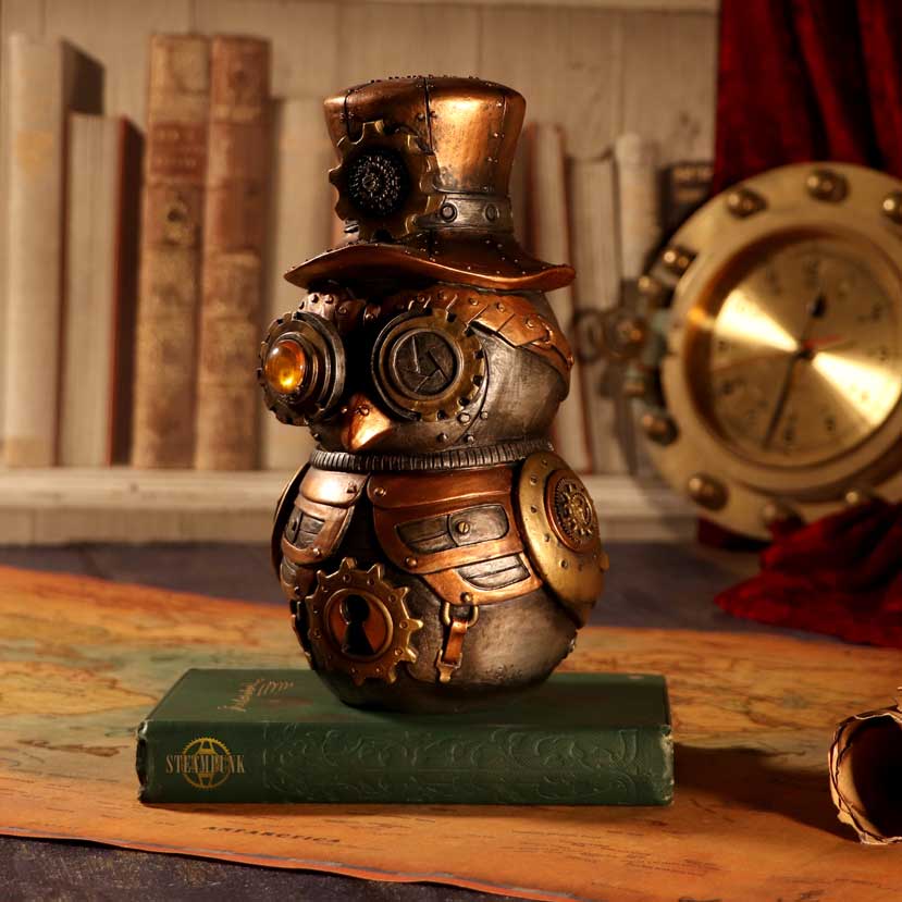 Hootle Steampunk Owl with Top Hat Figurine
