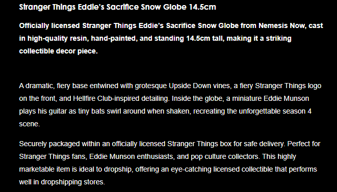 Stranger Things Eddie's Sacrifice Snow Globe 14.5cm
