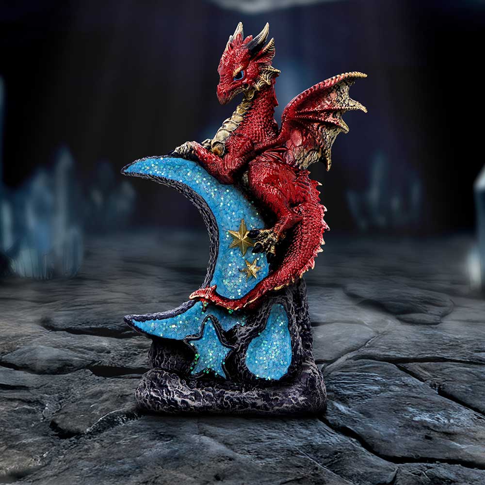 Lunar Perch Dragon & Crescent Moon Figurine | 18cm