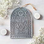Triple Moonflower Silver Effect Terracotta Plaque
