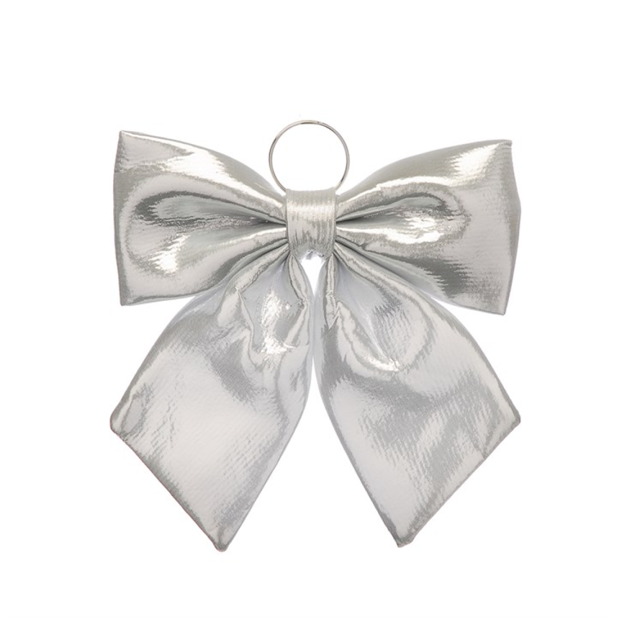 Silver Metallic Fabric Bow 34cm
