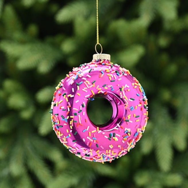 Sprinkle Donut Glass Hanging Decoration