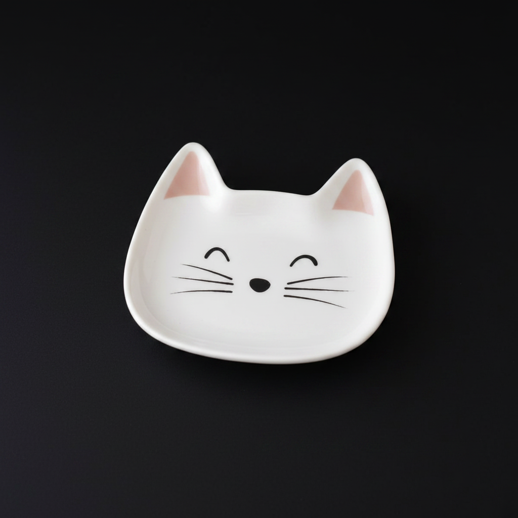 White Cat Face Trinket Dish
