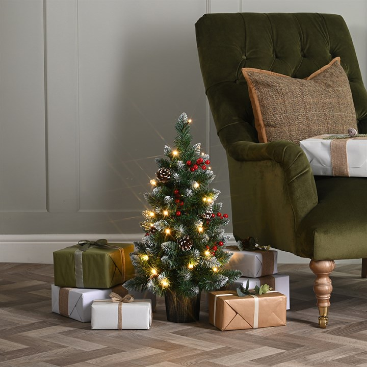 Prelit Potted Christmas Tree 60cm