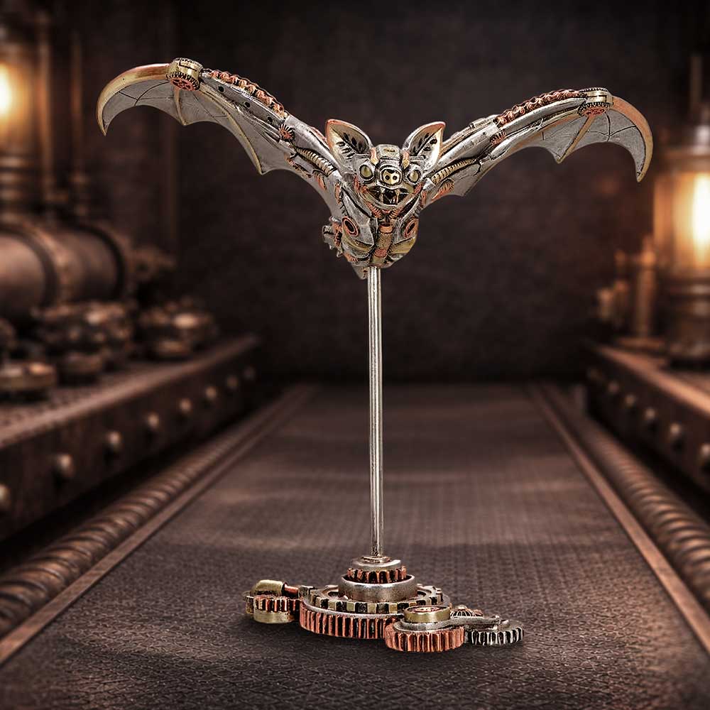 Nocturne Machina Steampunk Bat Figurine on Plinth