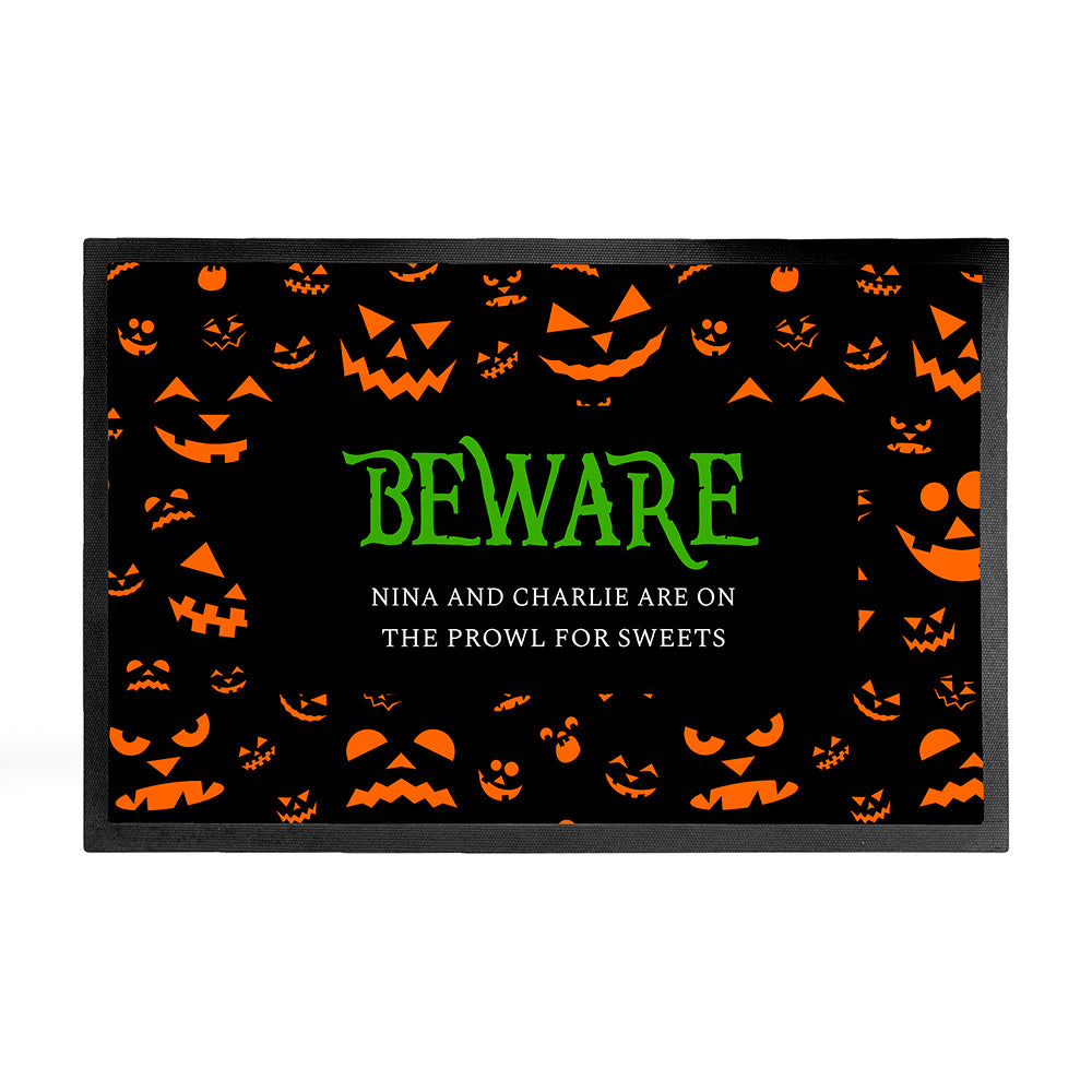 Halloween Beware Indoor Doormat | Personalised