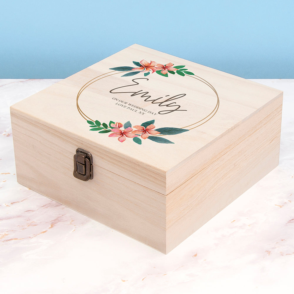 Eleanoras Personalised Sweet Pea Floral Keepsake Box Medium Boxes & Chests