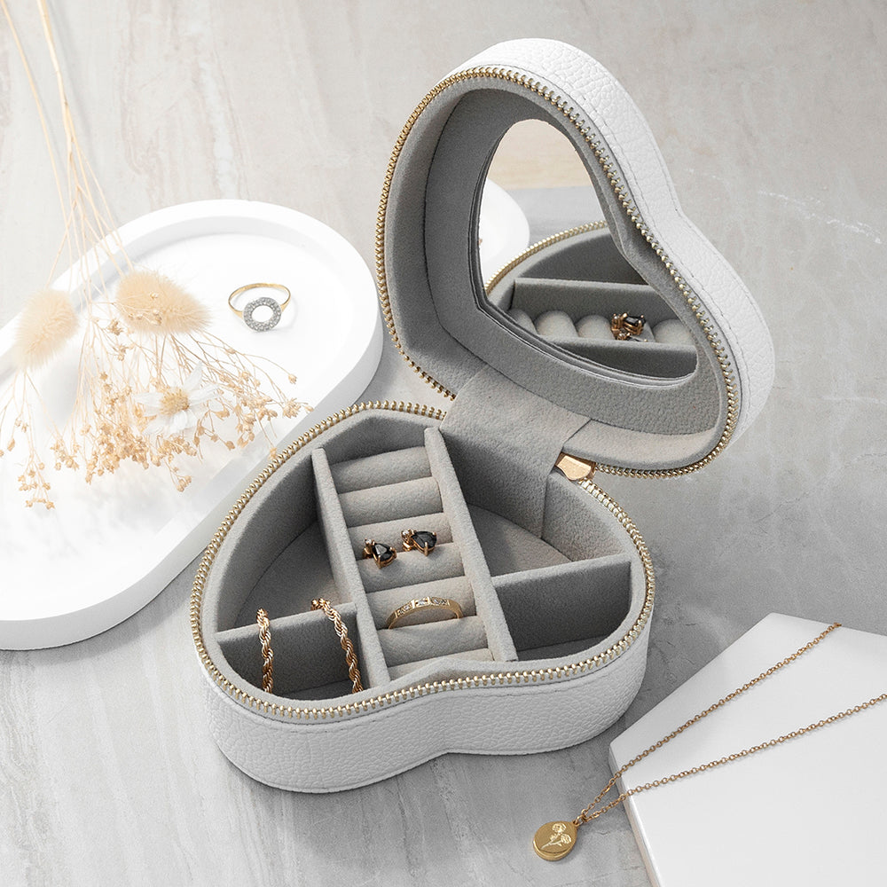 Eleanoras Personalised White Heart Jewellery Case 