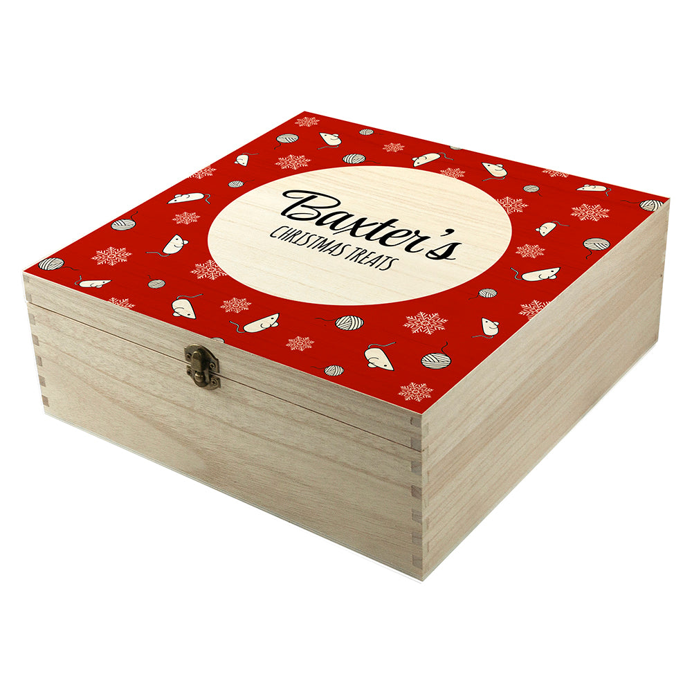 Personalised Cat Christmas Treat Box - Red (29 × 29 × 13cm)