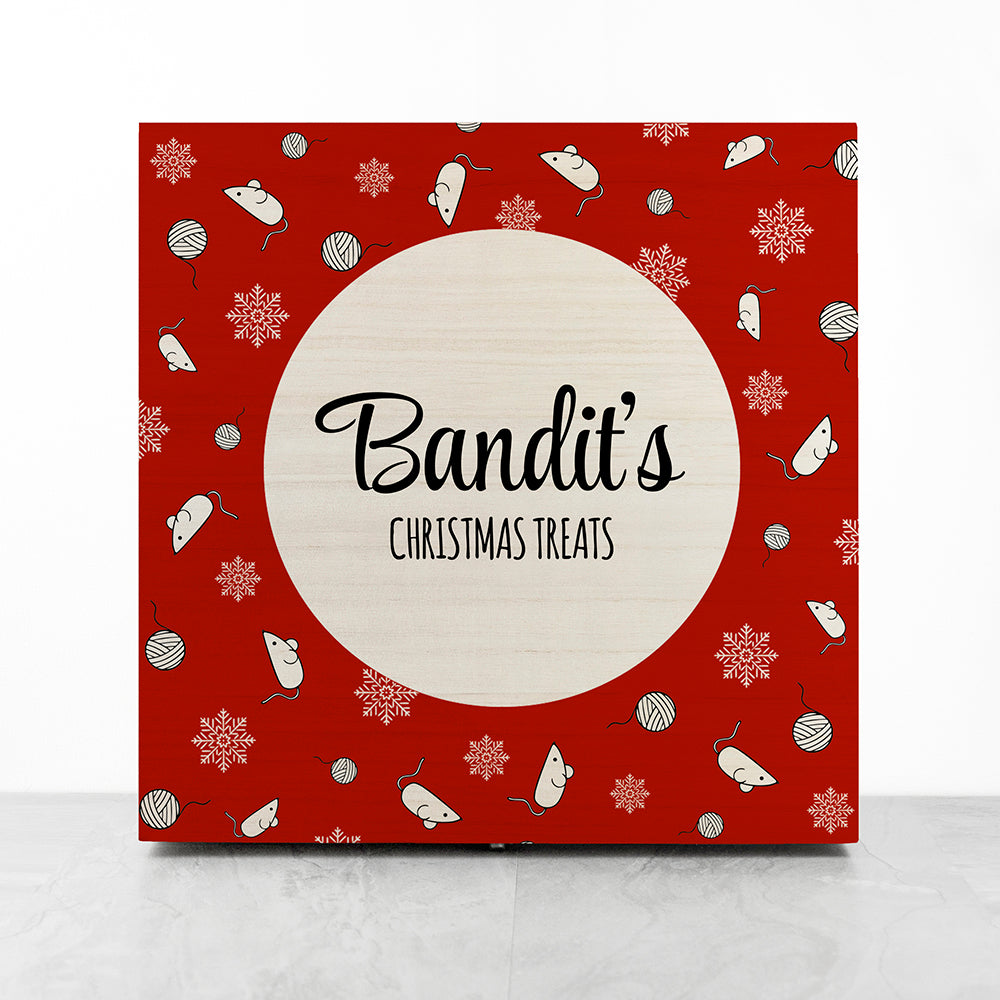 Personalised Cat Christmas Treat Box - Red (29 × 29 × 13cm)