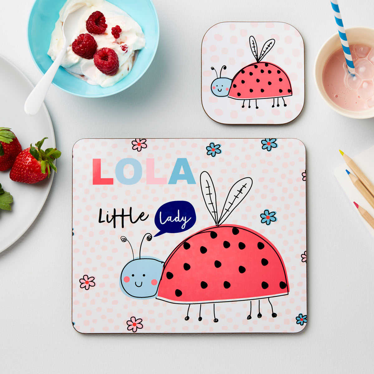 Pastel Ladybird Placemat Set | Personalised