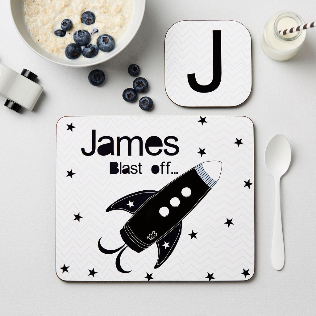 Eleanoras Personalised Space Rocket Placemat Set 