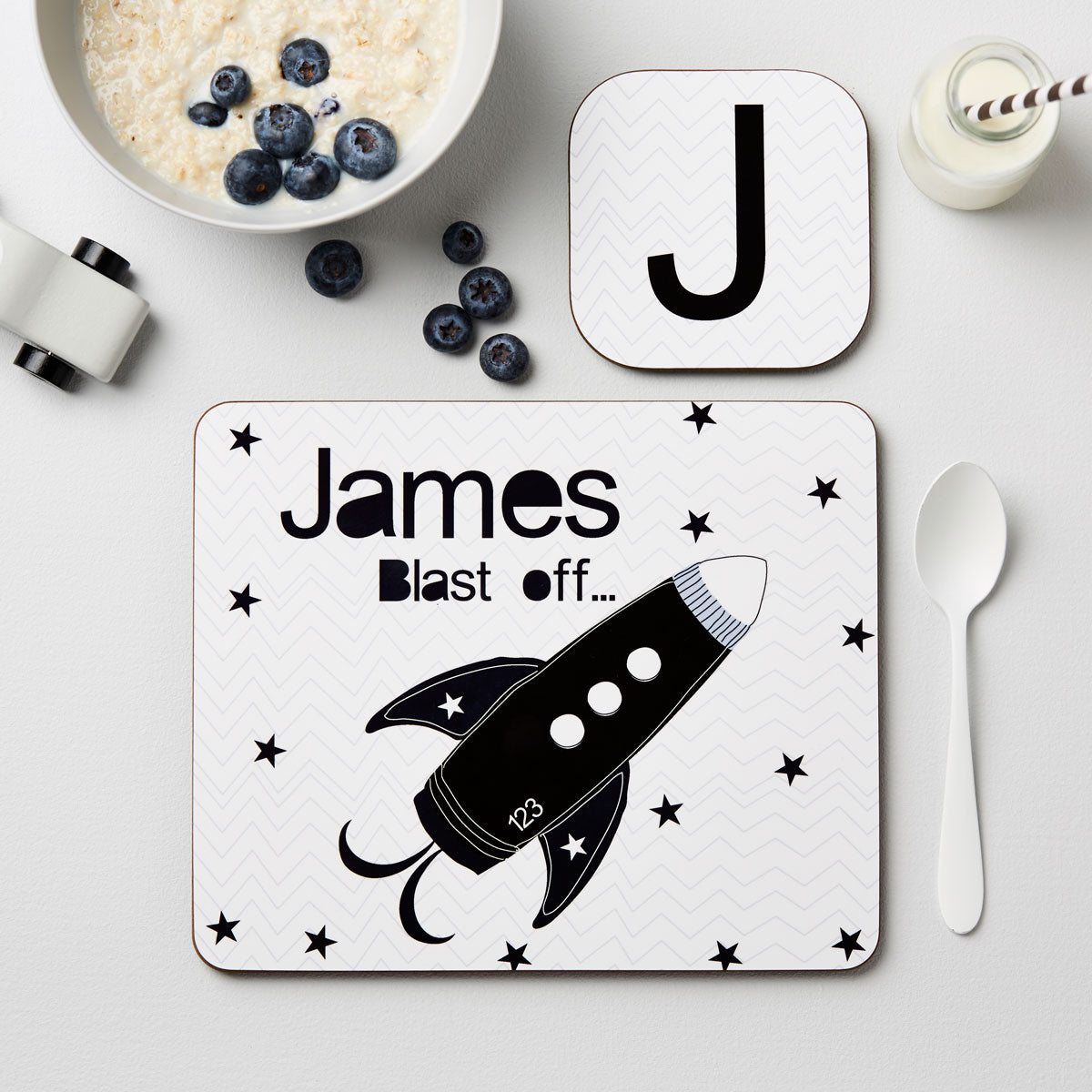 Eleanoras Personalised Space Rocket Placemat Set 