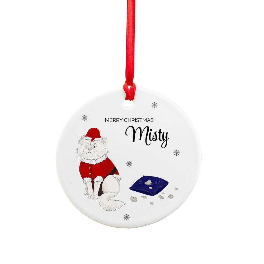 Personalised Cat Christmas Ornament - Ceramic (7.5cm)