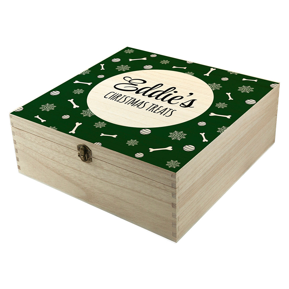 Personalised Dog Christmas Treat Box - Green (29 × 29 × 13cm)