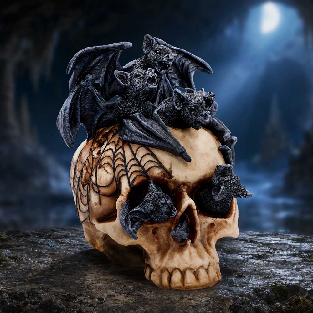 Swarm of Shadows Bat Skull Figurine