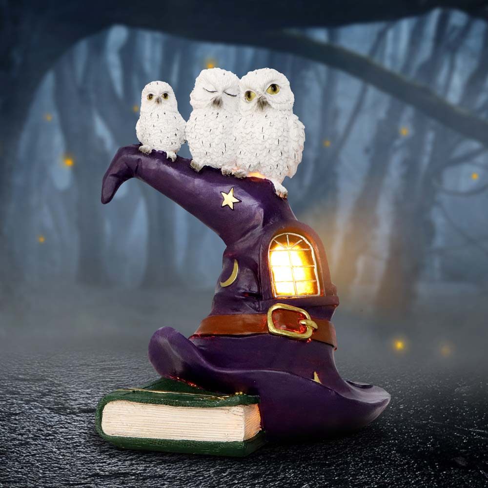 The Witching Perch Owl & Witch Hat LED Ornament