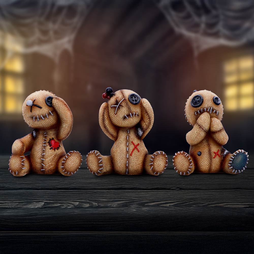 Three Wise Voodoo Doll Figurines 8cm, Set of 3