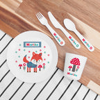 Eleanoras Personalised Little Fox Kids Dinner Set Dinnerware