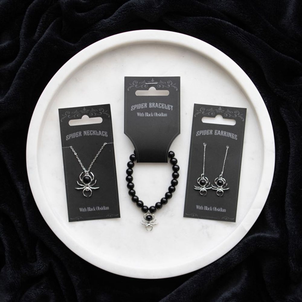 Eleanoras Spider Threader Black Obsidian Earrings Earrings