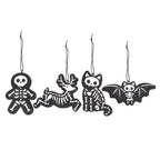 Eleanoras Set of 4 Black Creepy Skeleton Cookie Ornaments 