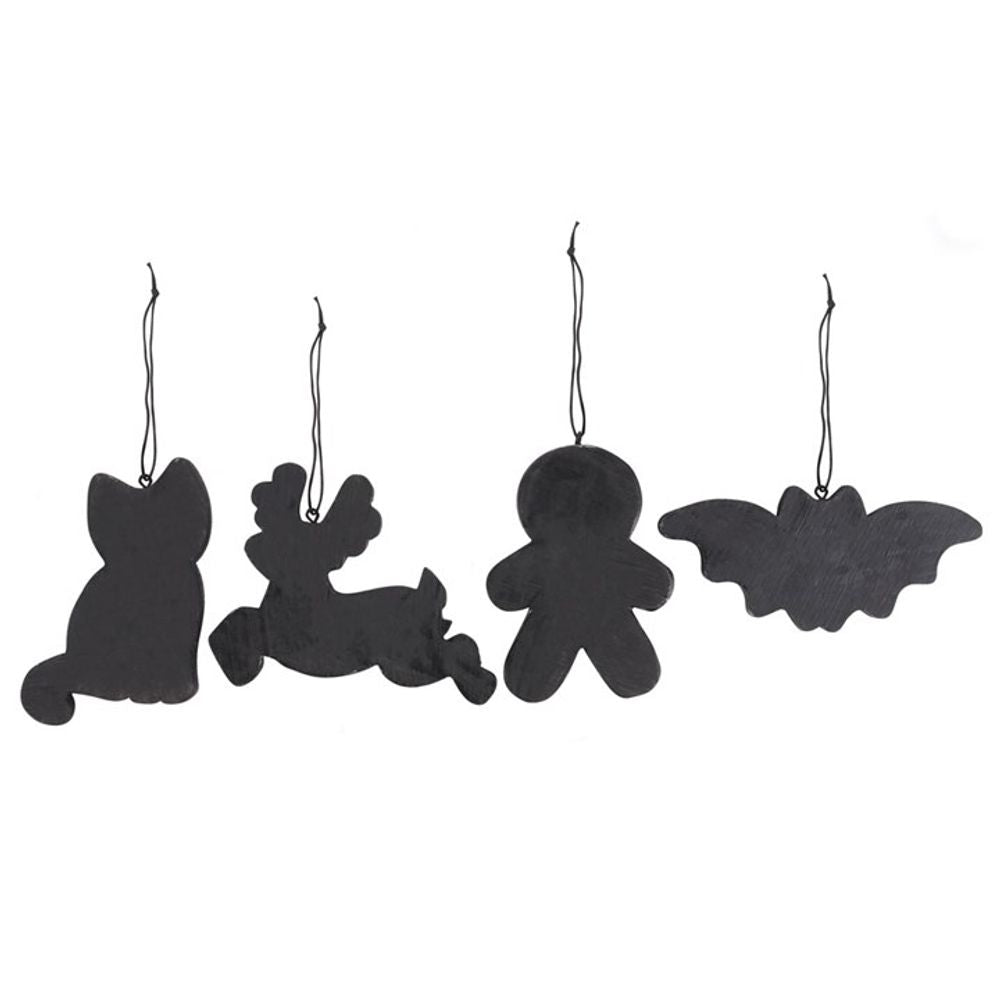 Eleanoras Set of 4 Black Creepy Skeleton Cookie Ornaments 