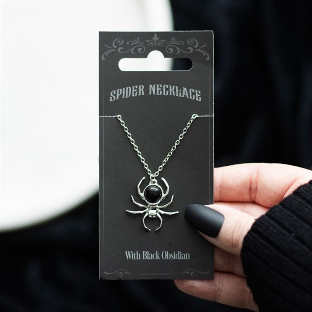 Eleanoras Black Obsidian Spider Pendant Necklace Necklaces