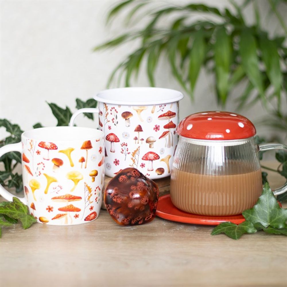 Eleanoras ALL OVER MUSHROOM PRINT ENAMEL MUG Mugs