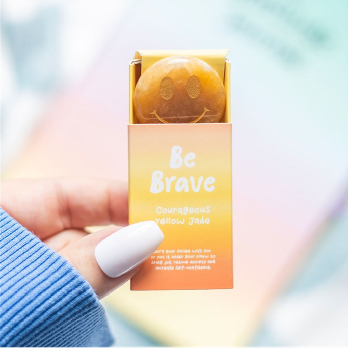 Eleanoras Be Brave Yellow Jade Happy Face Crystal Crystals