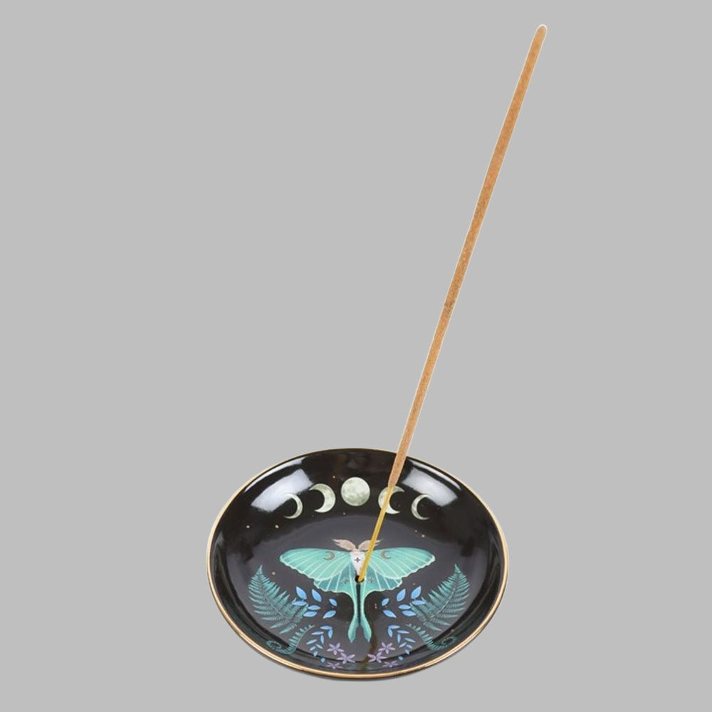 Eleanoras Luna Moth Ceramic Incense Plate Incense Holders