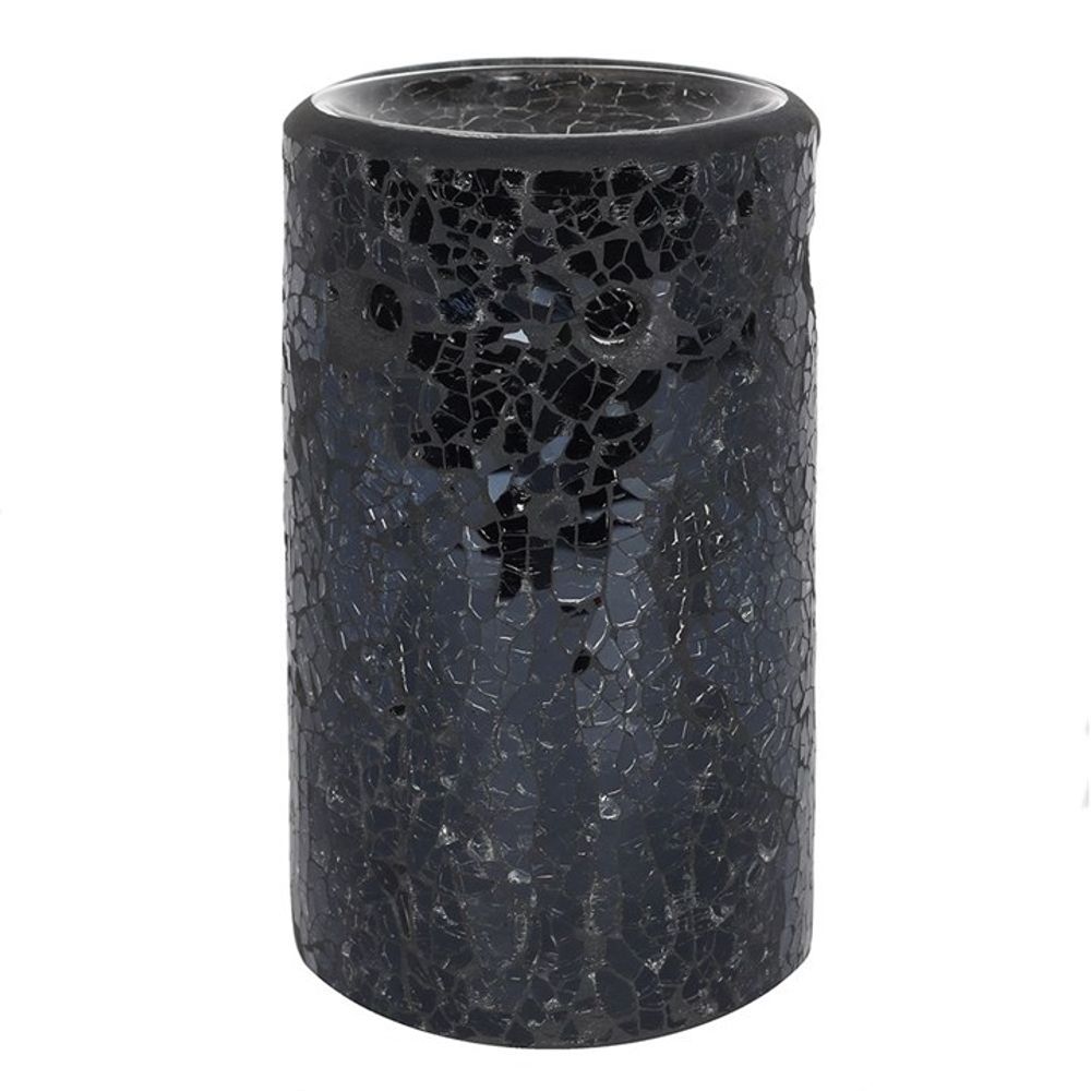 Eleanoras BLACK CRACKLE GLASS PILLAR OIL BURNER Oil Burners
