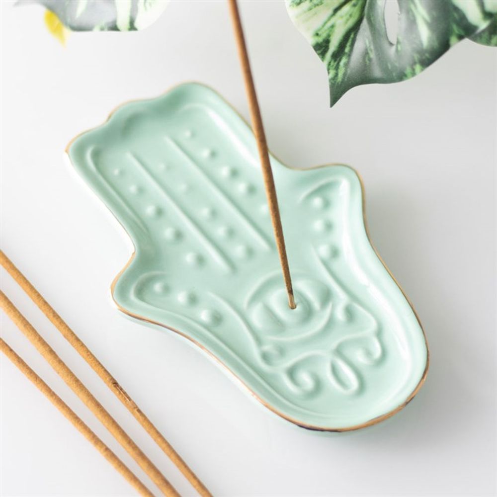 Eleanoras Blue Hamsa Hand Incense Stick Holder Incense Holders