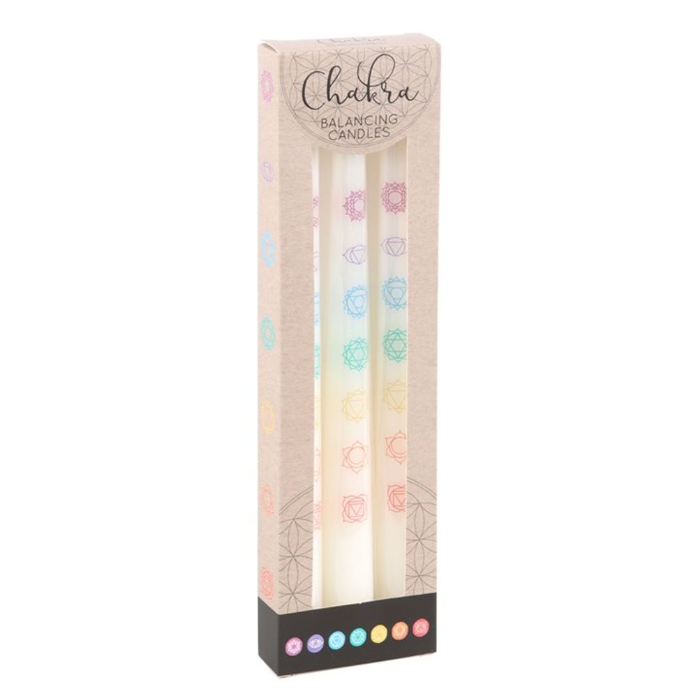 Eleanoras CHAKRA BALANCING SET OF 3 TAPER DINNER CANDLES Candles