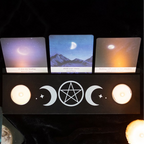 Eleanoras Black Triple Moon Tarot Card Stand Tealight Holder 