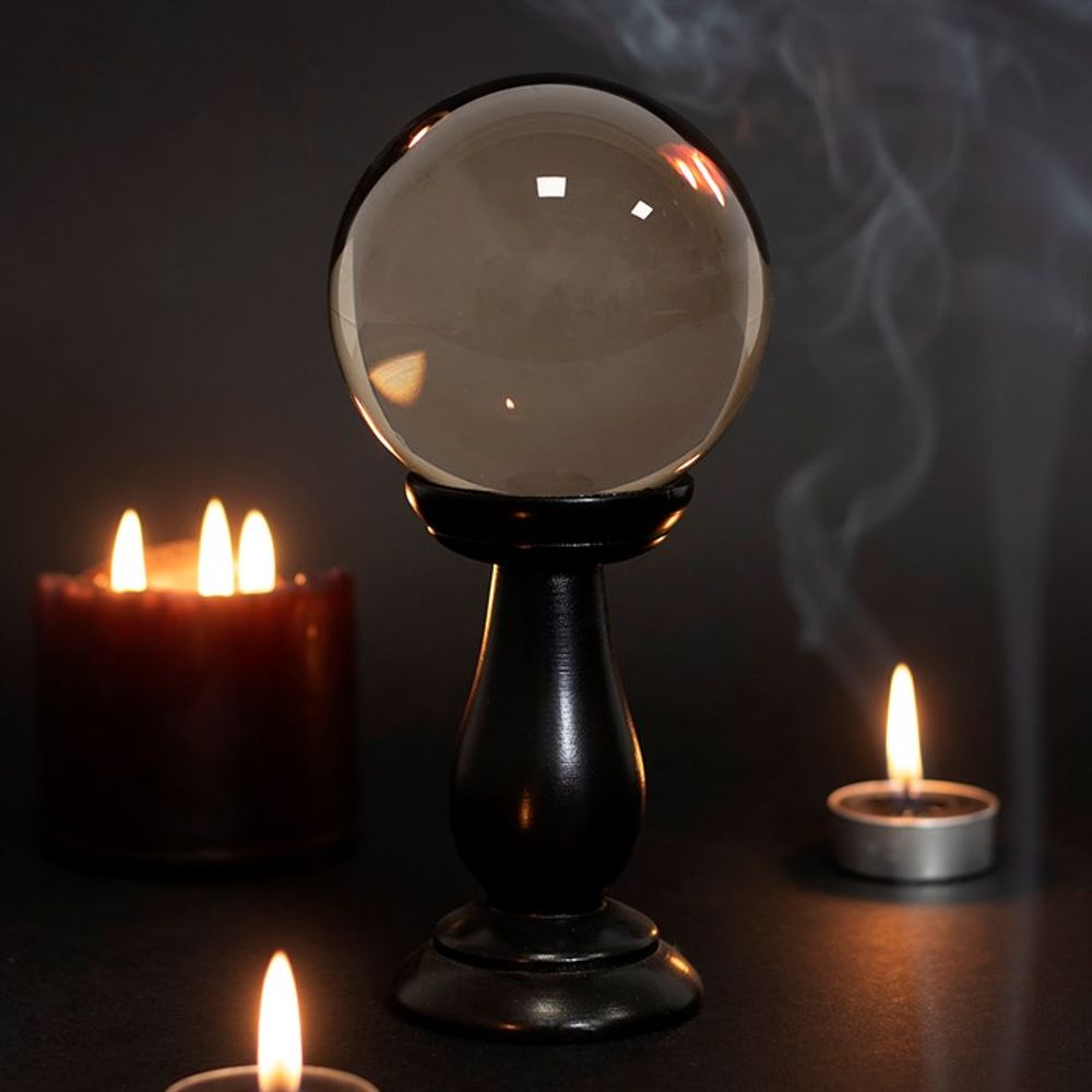 Eleanoras Small Smoke Grey Crystal Ball on Stand Crystal Balls