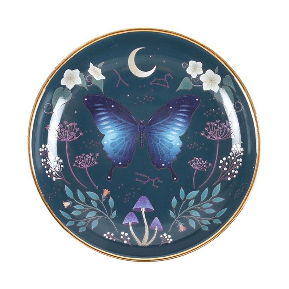 Eleanoras Midnight Moth Round Trinket Dish Jewellery Storage