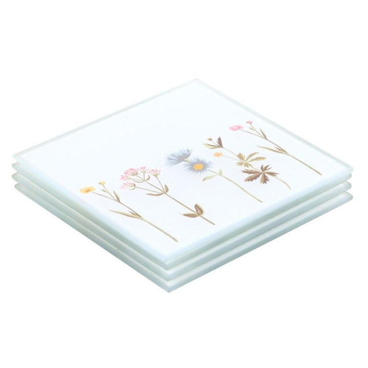 Eleanoras FLORAL GLASS COASTER SET Placemats & Coasters