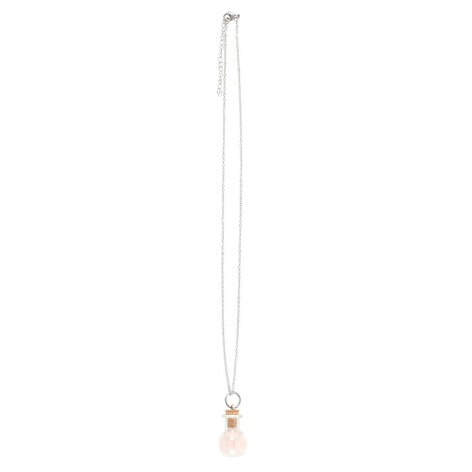 Eleanoras Love Rose Quartz Crystal Chip Potion Bottle Necklace Jewellery