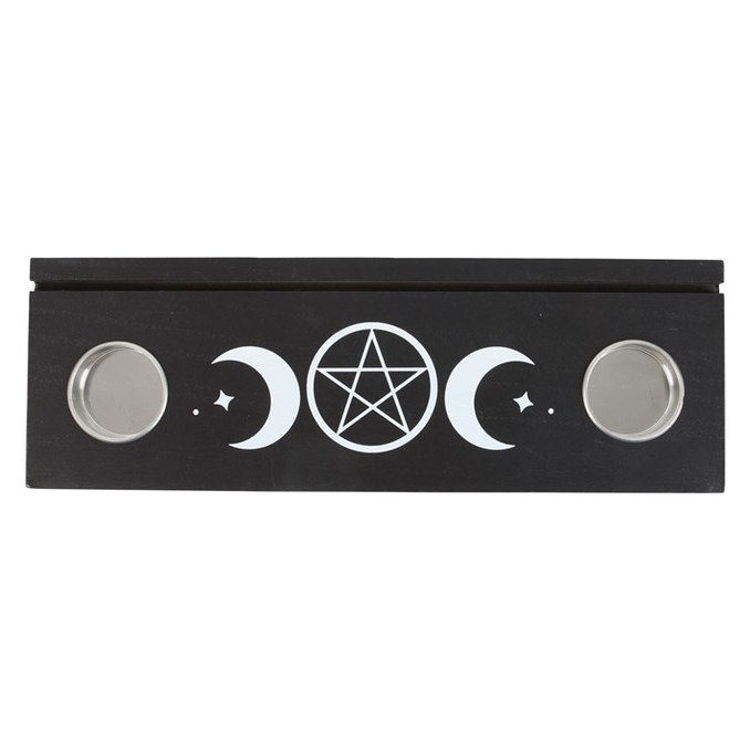 Eleanoras Black Triple Moon Tarot Card Stand Tealight Holder 
