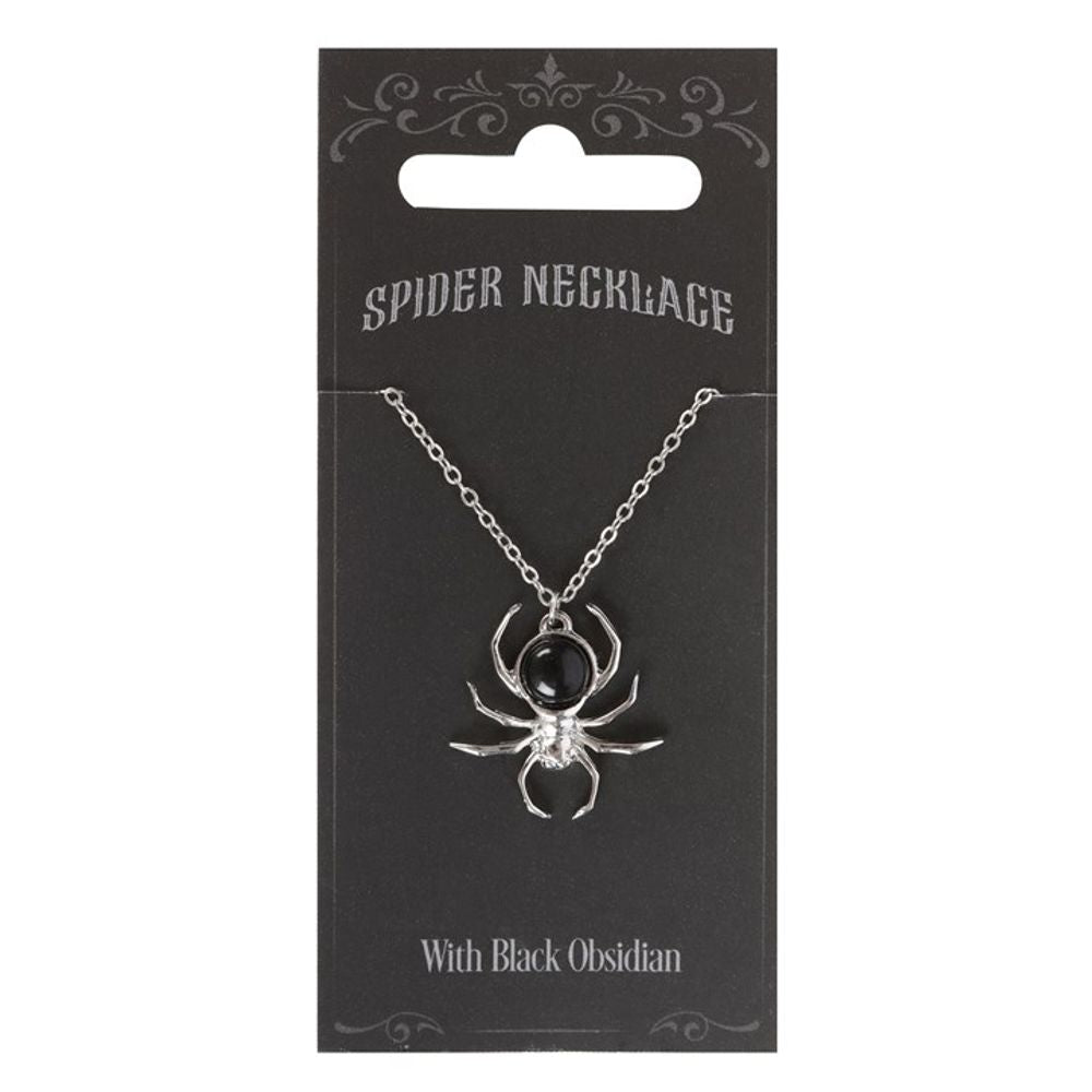 Eleanoras Black Obsidian Spider Pendant Necklace Necklaces