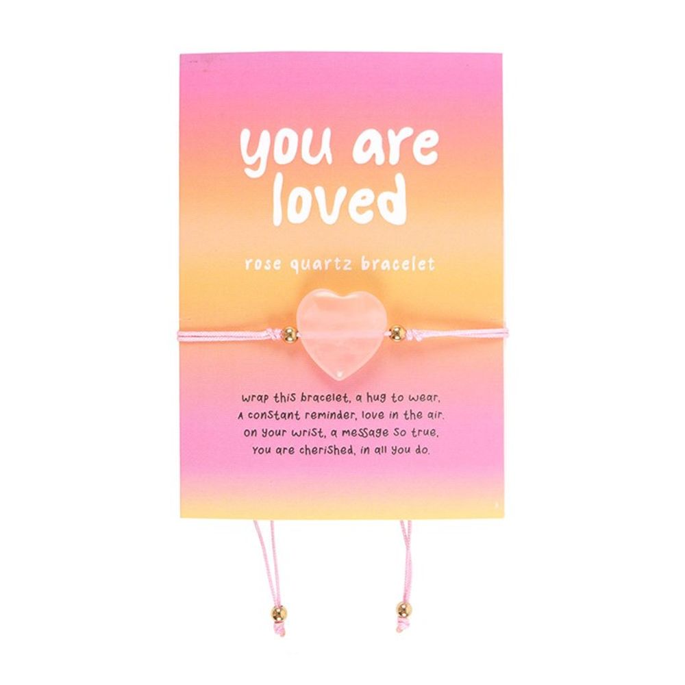 Eleanoras You Are Loved Rose Quartz Crystal Heart Bracelet Jewellery