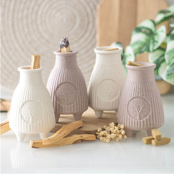 Eleanoras Griege Ribbed Palo Santo Burner 