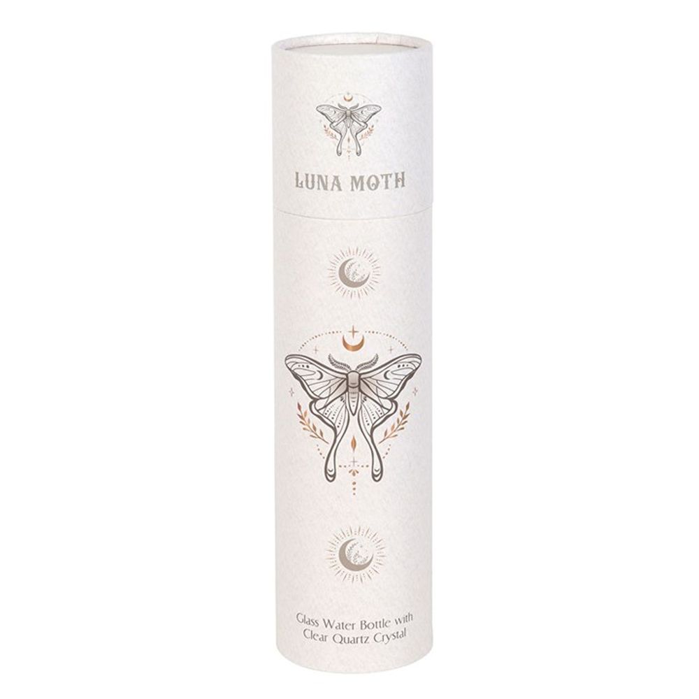 Eleanoras Luna Moth Glass Water Bottle With Clear Quartz Crystal Bottles & Flasks