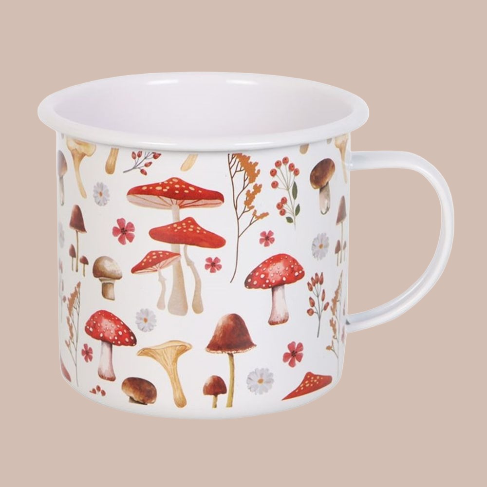 Eleanoras ALL OVER MUSHROOM PRINT ENAMEL MUG Mugs