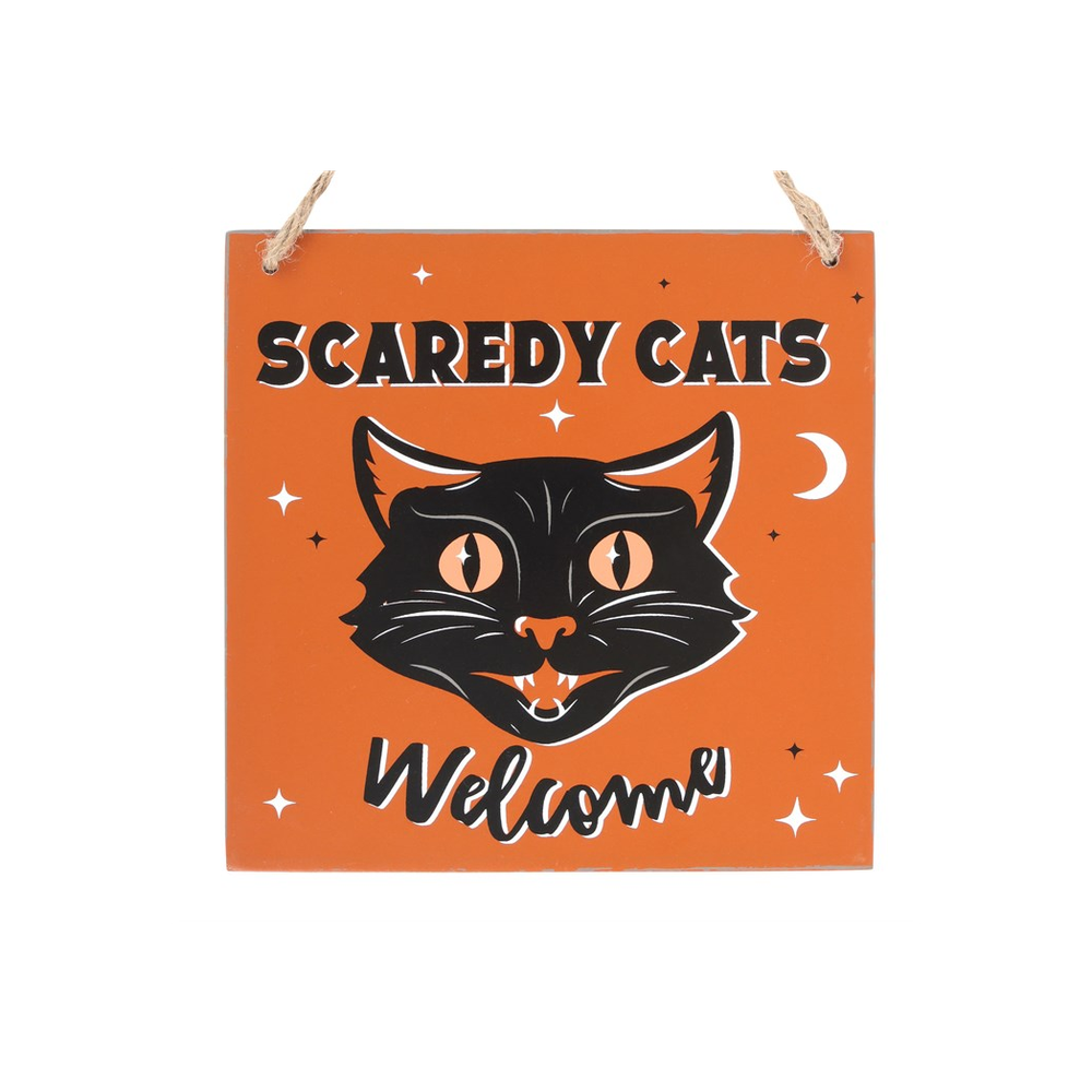 Eleanoras Scaredy Cats Welcome Hanging Sign Signs & Plaques